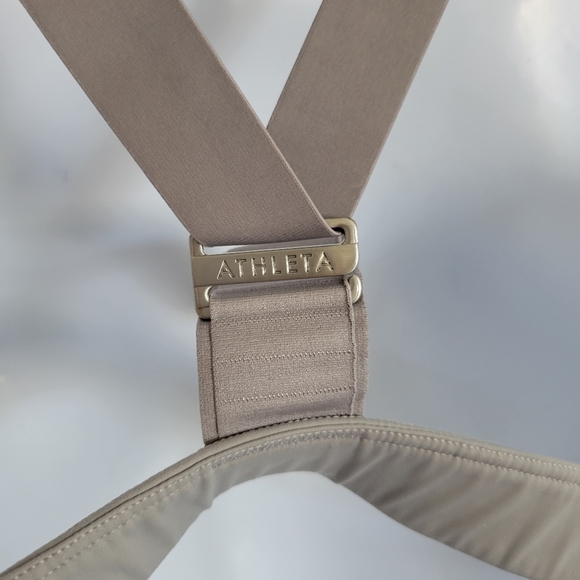 Athleta Women's Small Adjustable Bikini Top Strappy Back Grey Double Lined - Picture 5 of 5